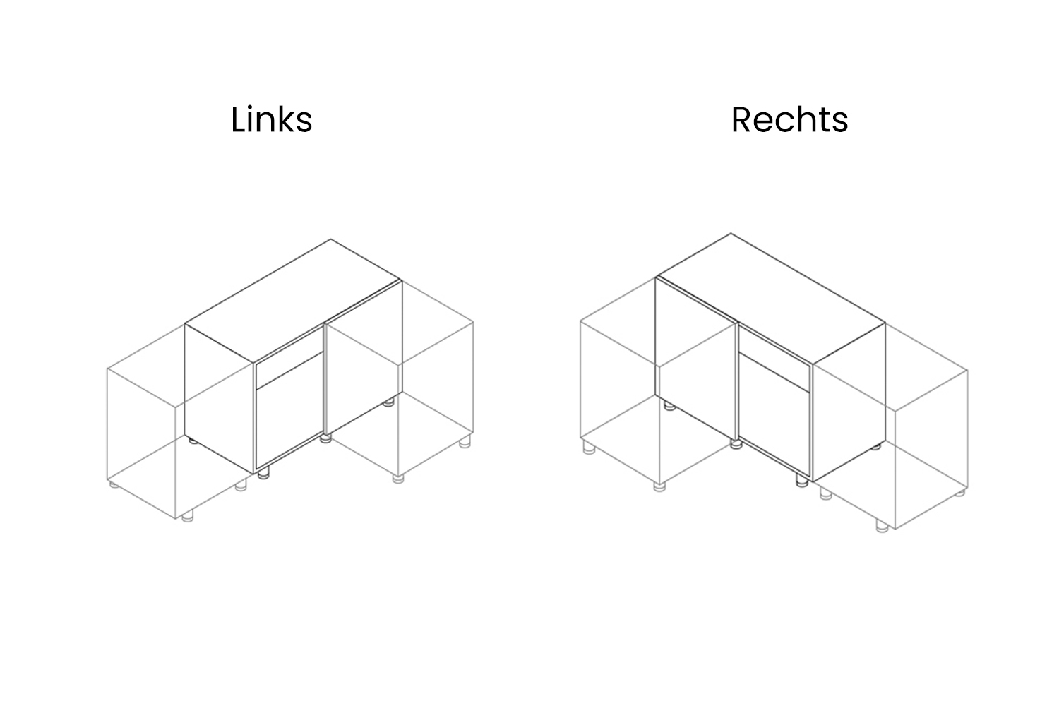 Moving corner - nova flat - met plateaus - rechts - antraciet