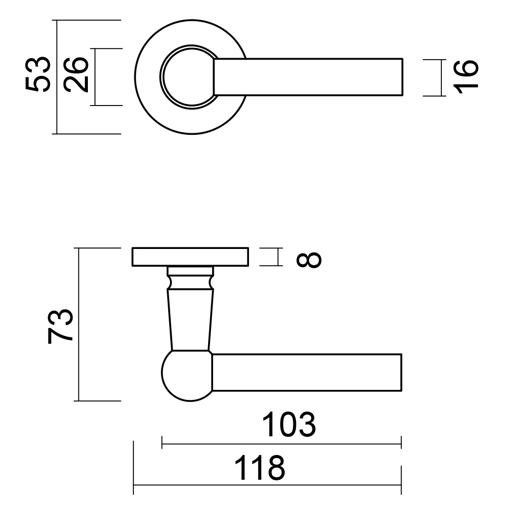 HDD deurklink Pro Raily L+L - mat brons