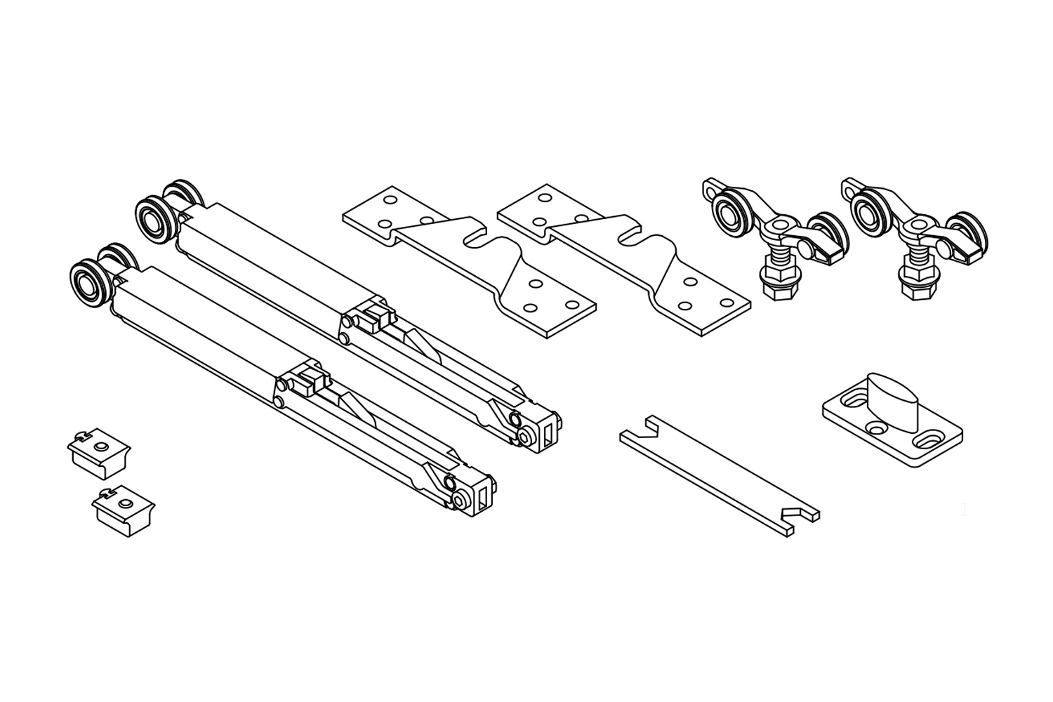 Loopwielenset voor 1 houten deur - Over 6+ - 40kg