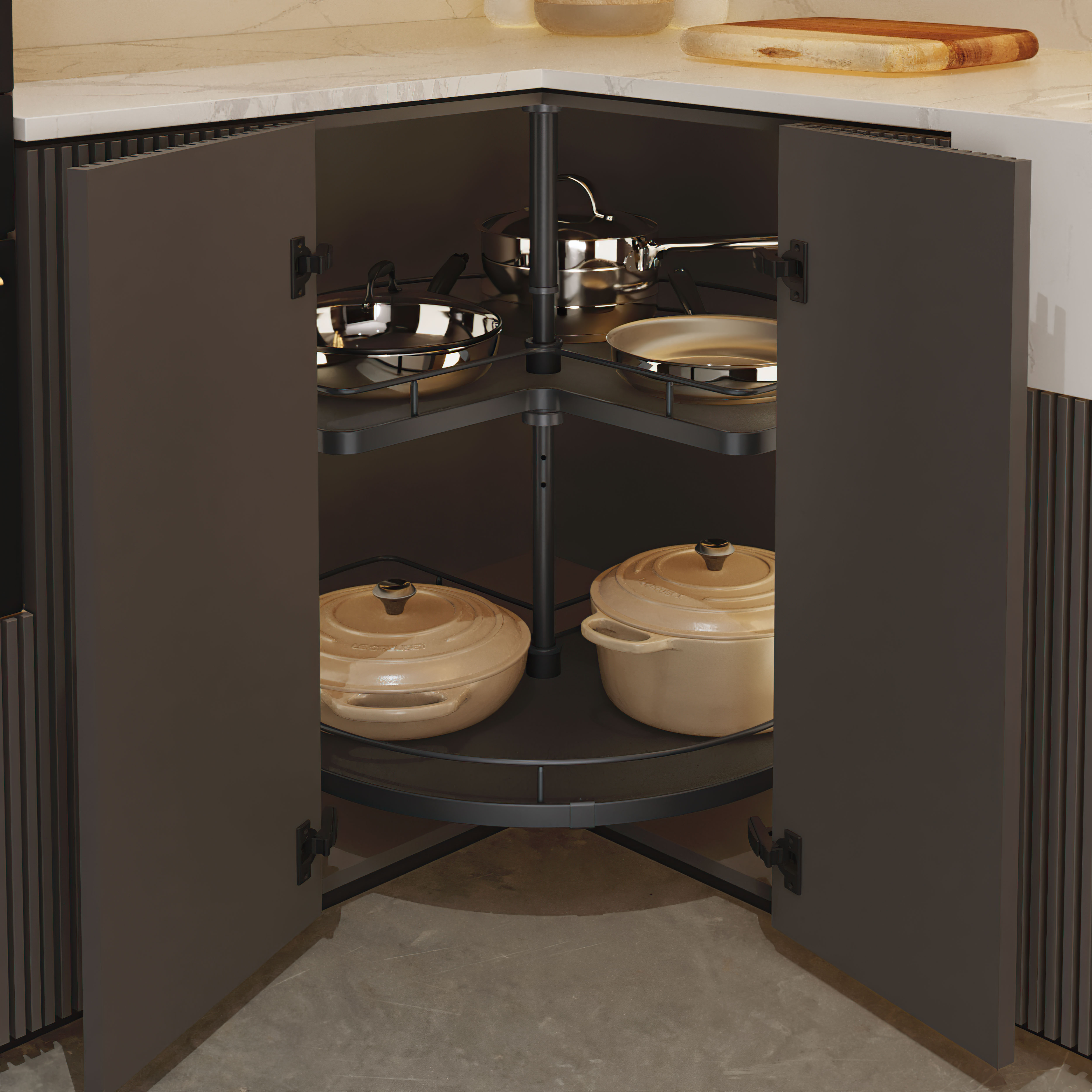 Draaicarrousel 3/4 rond - Plateaus - Ø710mm - 730 - 820 mm - antraciet