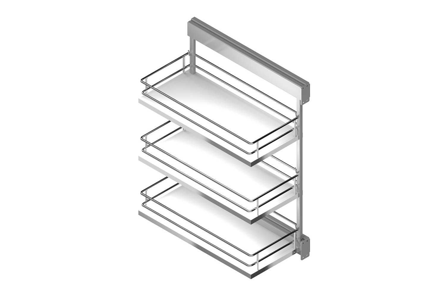 Uittrekframe met 3 manden met melamine bodem - links - 400mm