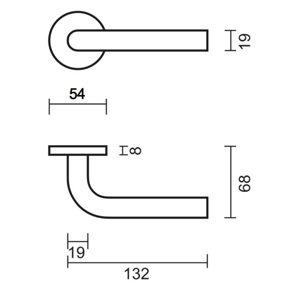 HDD deurklink Pro L Shape 19mm - Klasse 3 - zwart structuur