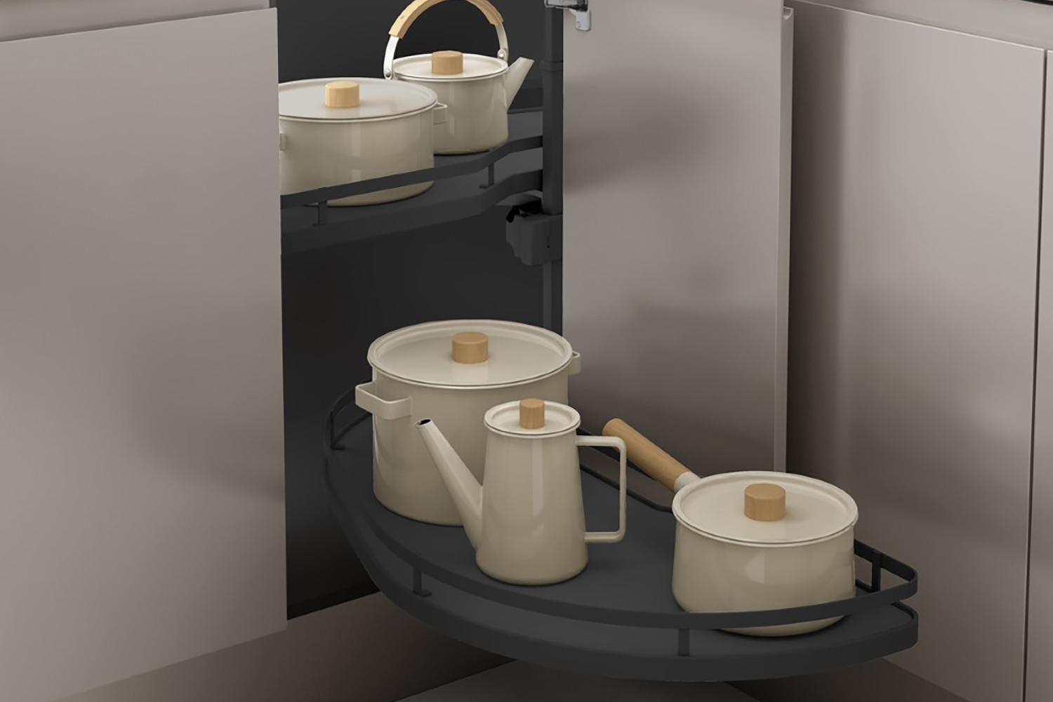 Zwenkplateau set - dolphin - 500mm - links - antraciet