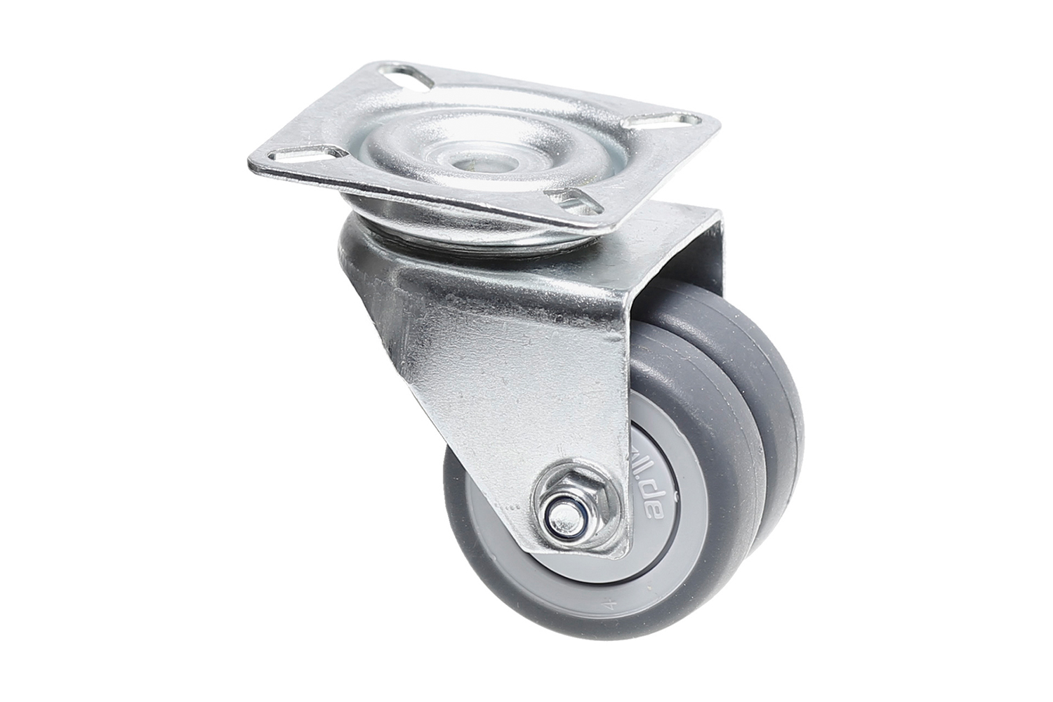 Verzinkte dubbele zwenkwielen met grijs rubber wiel