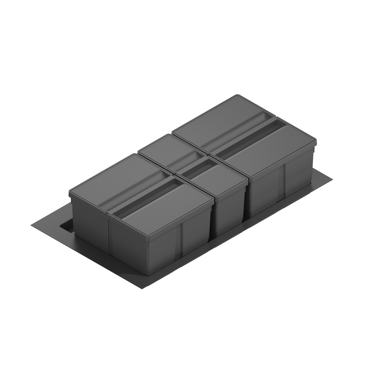 Antraciete inzetprullenbak - 900mm breed - 1x9 + 2x20L