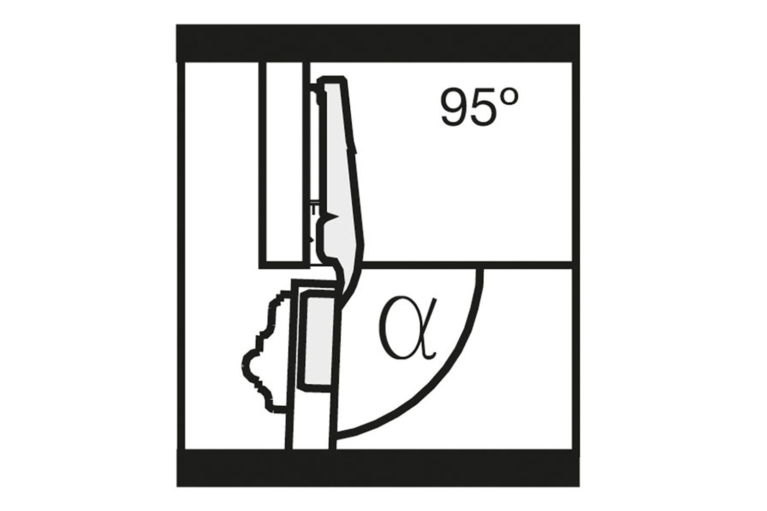 Potscharnier - Mesuco 143 - 95° - volledig opdek - opschroefbaar