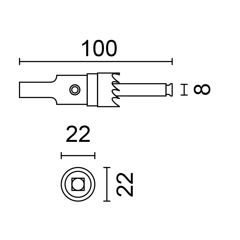 Minimal krukgat boor 22mm