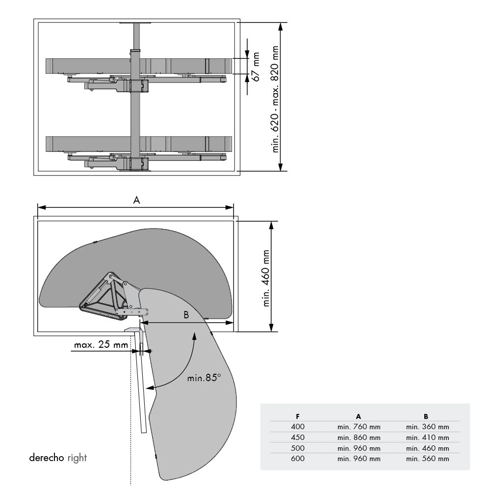 Zwenkplateau set - dolphin - nova flat - 400mm - links - antraciet Zwenkplateau set - dolphin - nova flat - 400mm - links - antraciet