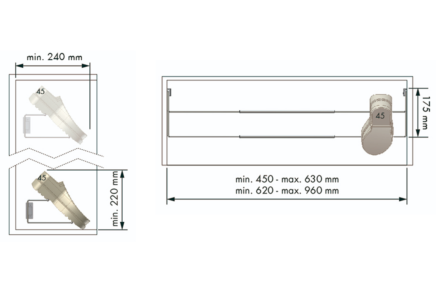 Antraciete schoenenhouder - 450-630mm