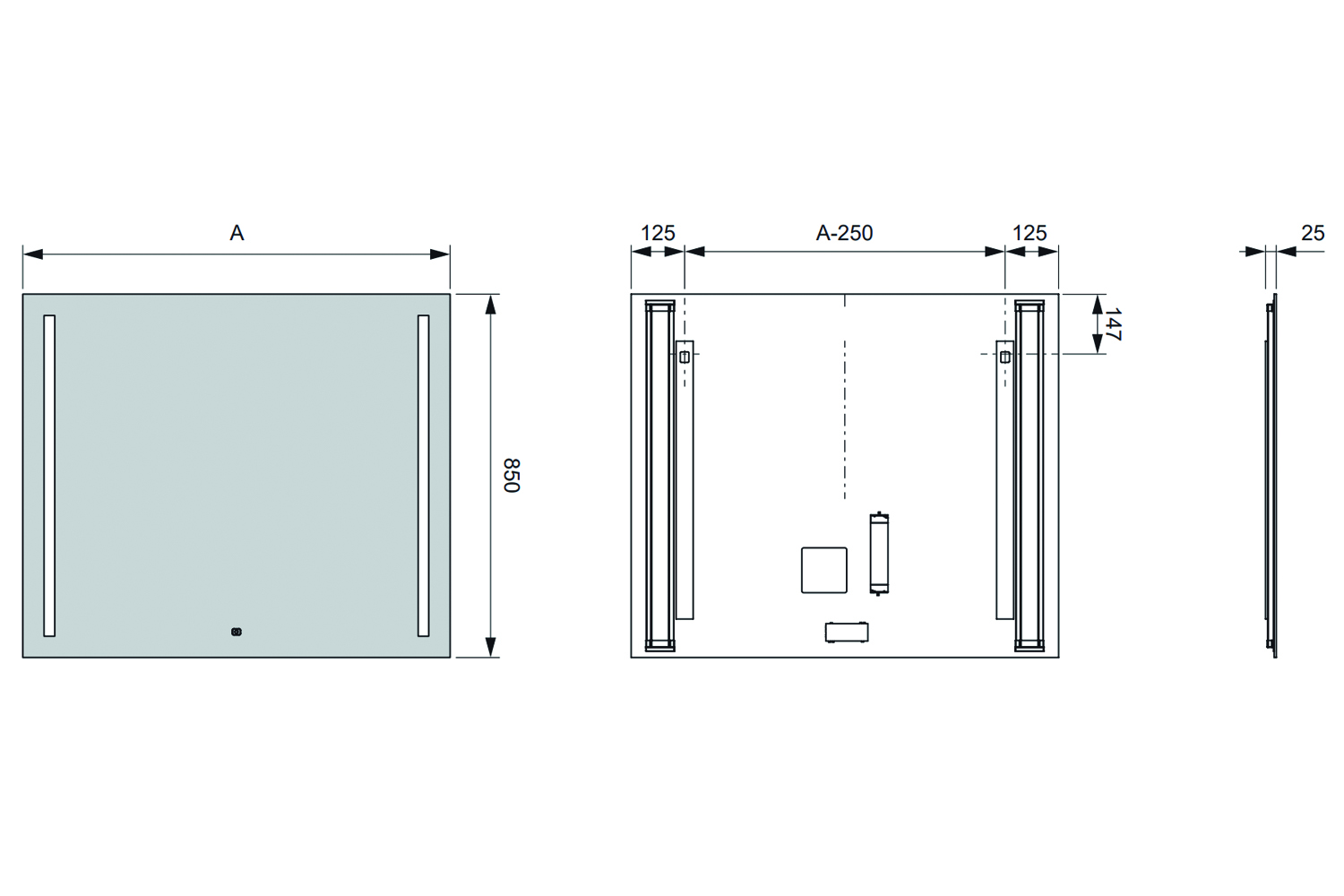 Serie duo - led spiegel - verwarming - emotion - 1000mm