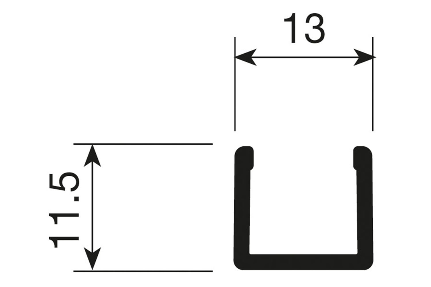 Deurprofiel - voor junior 6 - 2000mm - aluminium - laag model - mat-zwart structuur