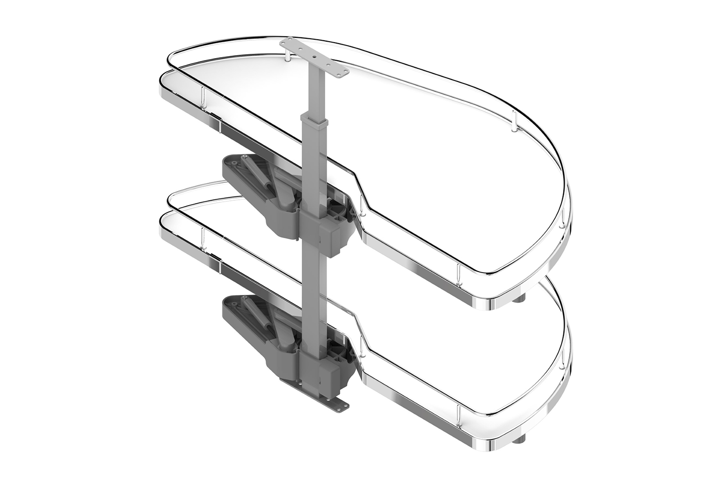 Zwenkplateau set - dolphin - 400mm - rechts - melamine/chroom