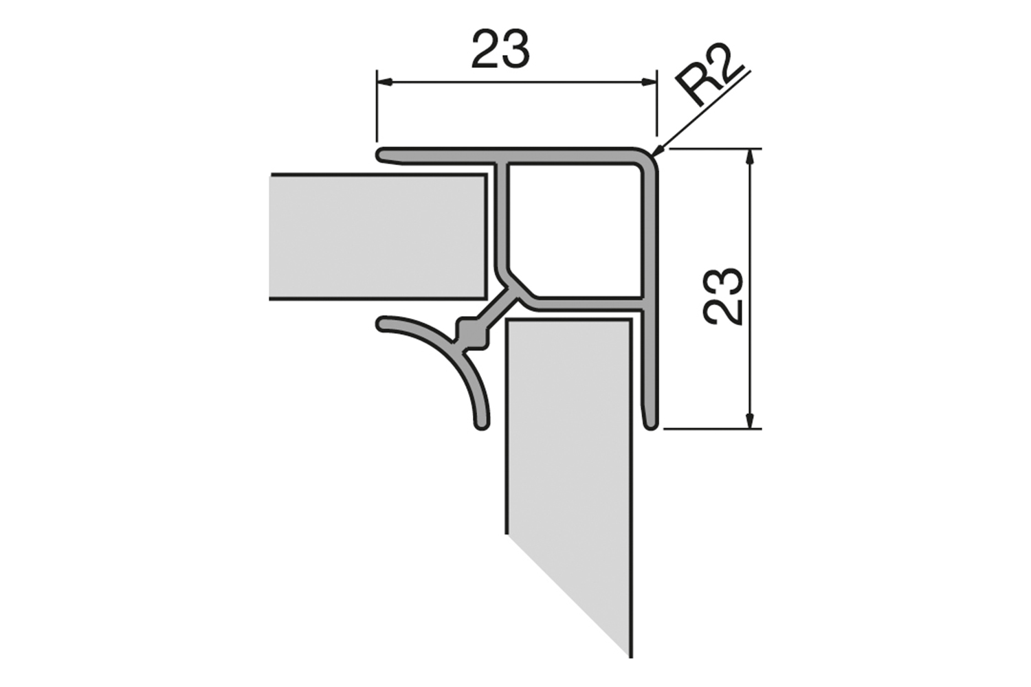 plinthoek 90°- rvs-look
