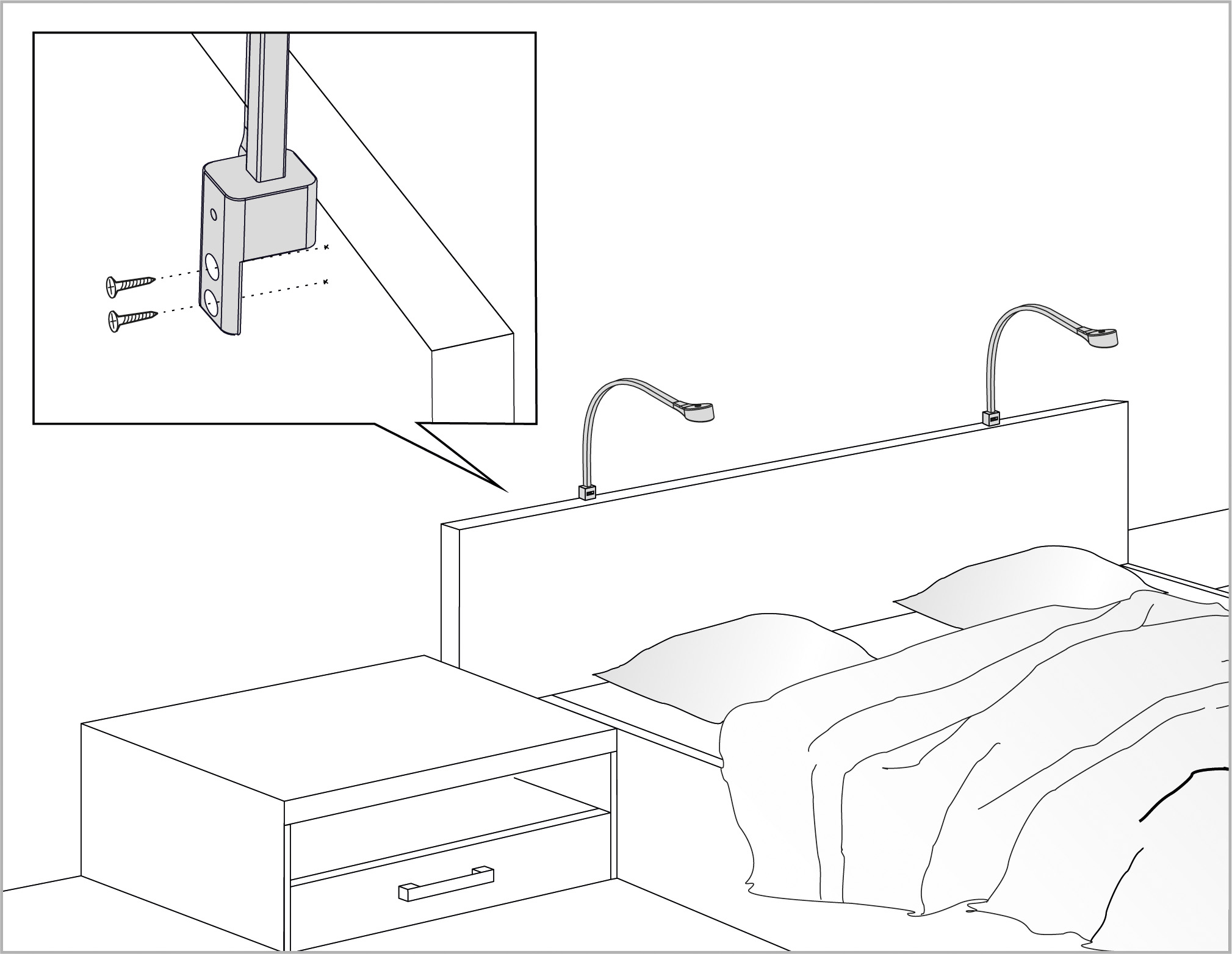 Flexi-r - set van 2 led bedlampjes met USB - mat zwart