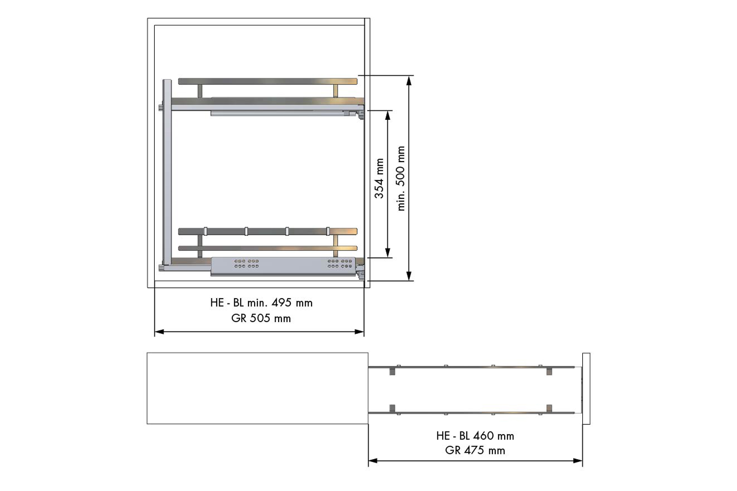 Luxe wit/chroom uittrekmand - flessenrek - 2 niveaus - 200 mm