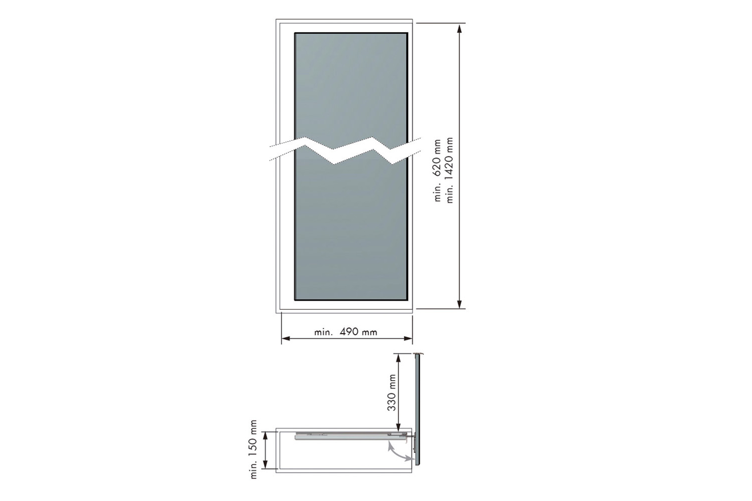 Luxe uittrekbare spiegel - zilvergrijs - 1405mm