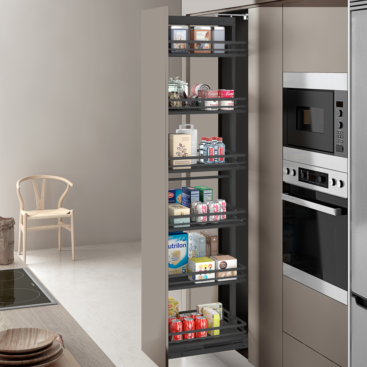 Antraciete apothekerskast - 120-160cm hoog - 600mm breed