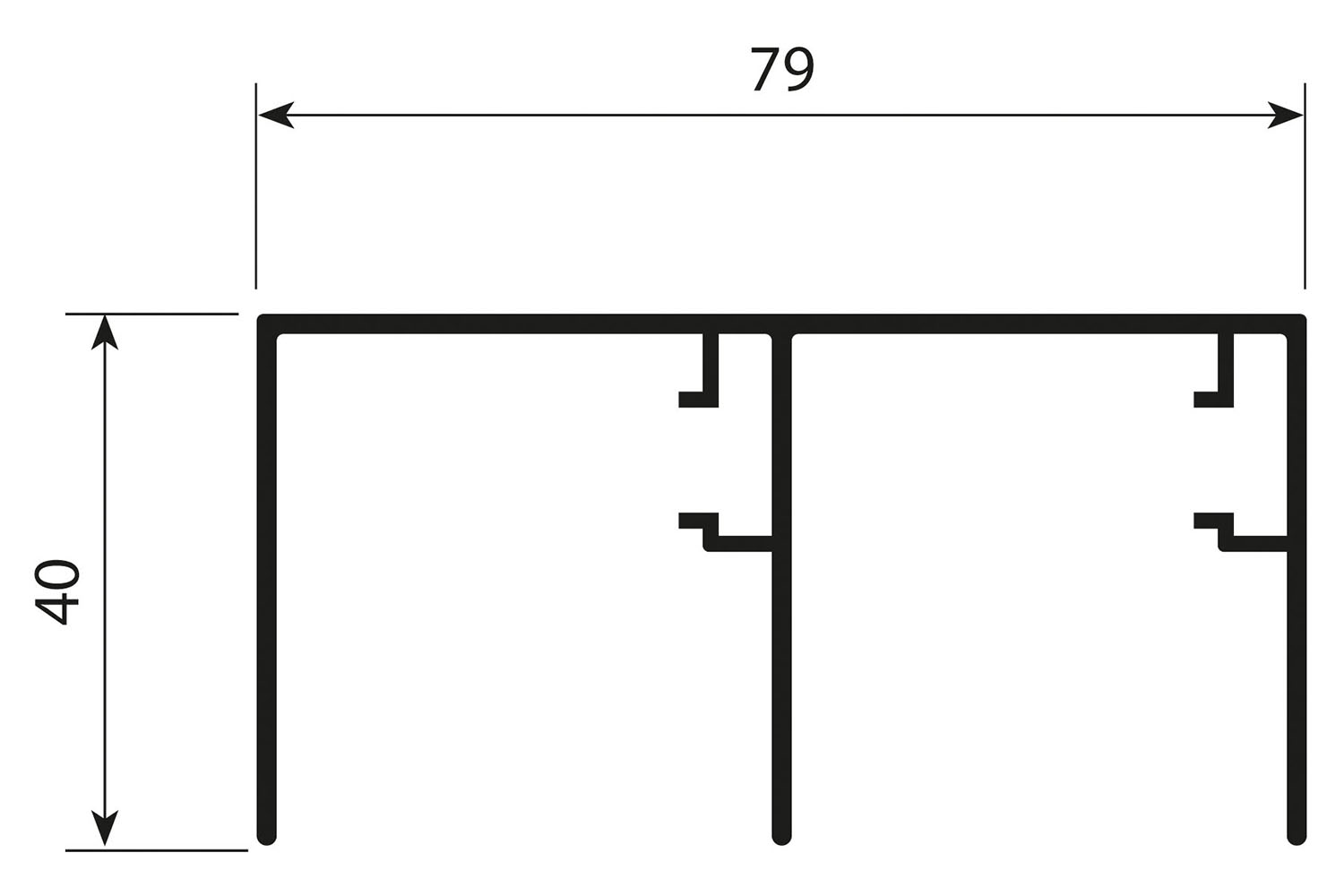 Bovenrail - voor Junior 6 - 4200mm - aluminium - goud