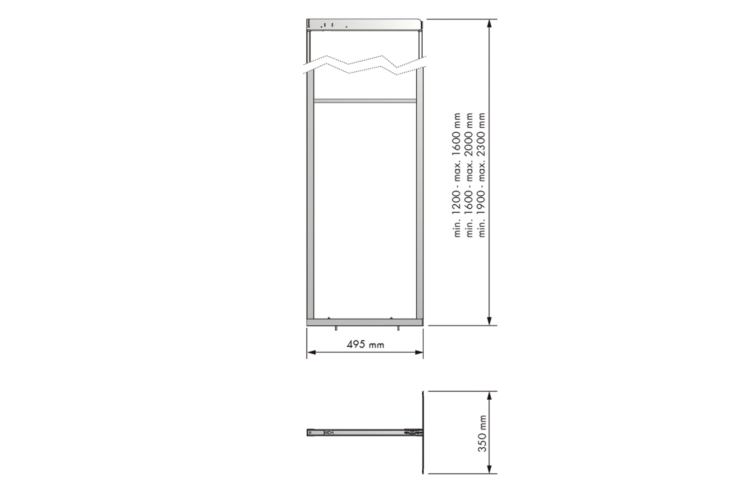 Apothekerskastframe - 190-230cm hoog - 400mm breed