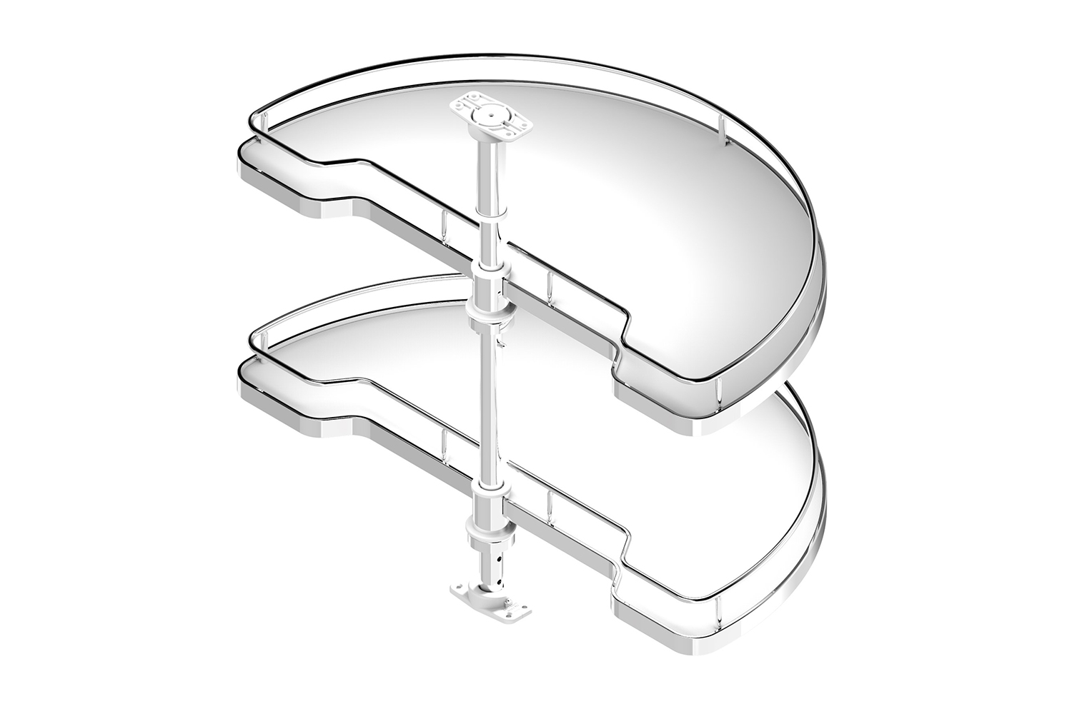 1/2 rond zwenkplateau - 450mm - melamine/chroom